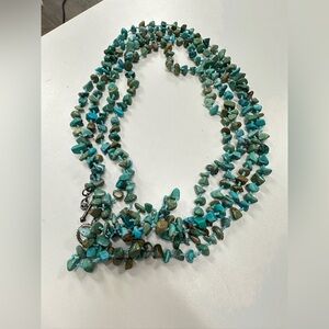 Sally C. Treasures SX 925 i lveSS Long Turquoise Chip Toggle Necklace 88"